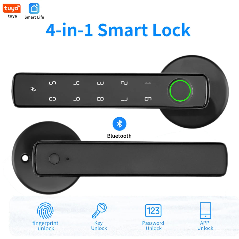Tuya Intelligent Door Lock Smart Home Devices Fingerprint  / Password / Key / Smart Life APP Unlock Apartments Hotels Smart Lock