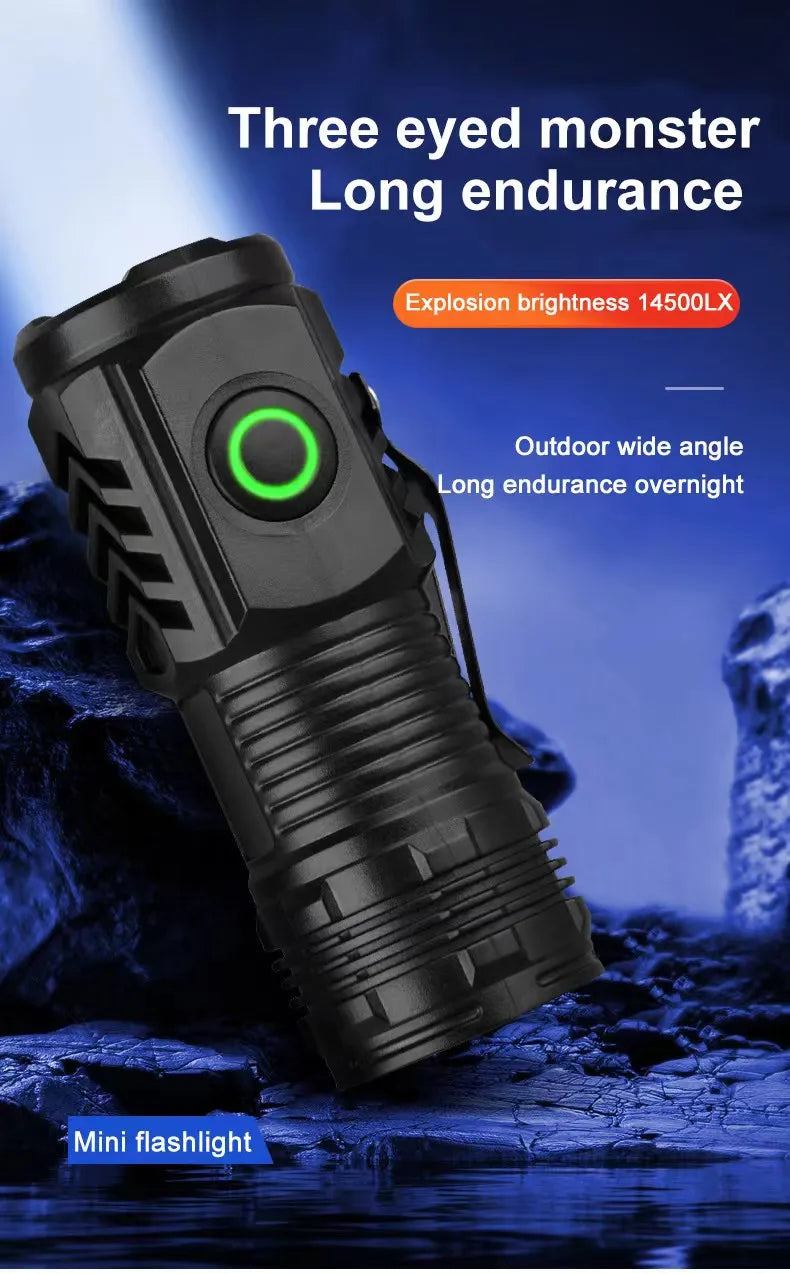 LED Strong Light Flashlight Rechargeable Multi functional for Long Range Portable Outdoor Home Mini Flashlight Cap Clip Light