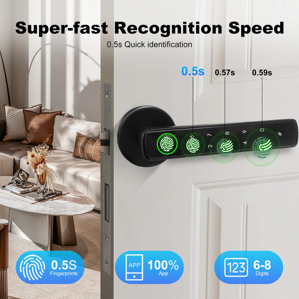 Tuya Intelligent Door Lock Smart Home Devices Fingerprint  / Password / Key / Smart Life APP Unlock Apartments Hotels Smart Lock
