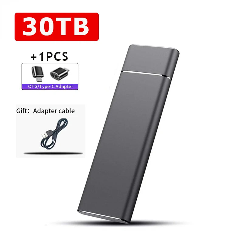 External 2TB/20TB/30TB Ssd High-Speed Solid State Drive Type-C/USB 3.1 Interface Portable Hard Disk for PC Laptop MAC