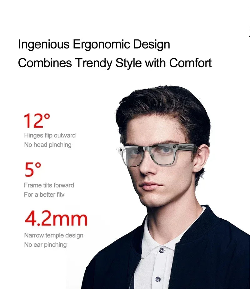 Lenovo 4K HD AI Smart Glasses Photochromic Glasses Multifunctional Camera Bluetooth Call Voice Assistant Music Player Translate