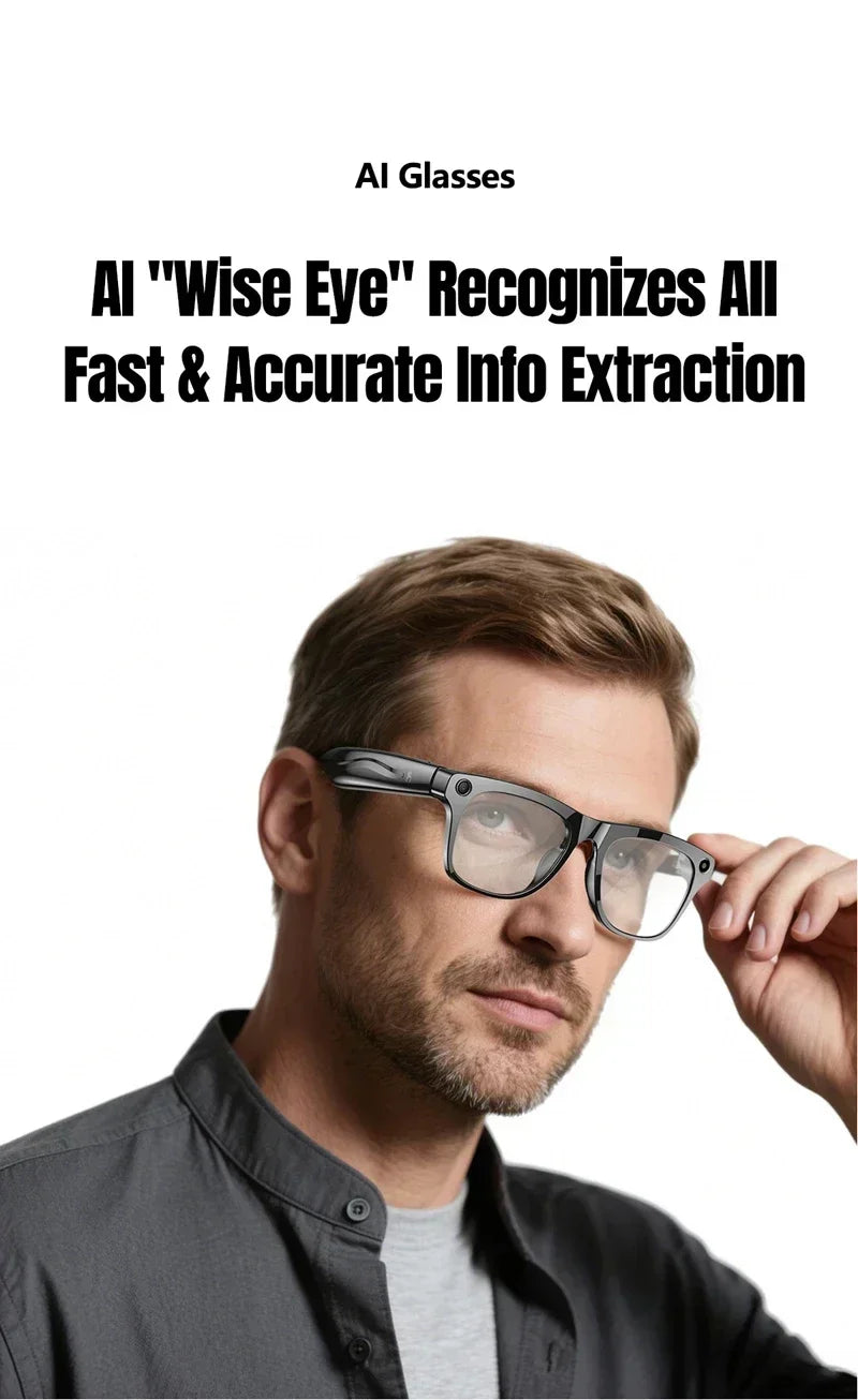 Lenovo 4K HD AI Smart Glasses Photochromic Glasses Multifunctional Camera Bluetooth Call Voice Assistant Music Player Translate