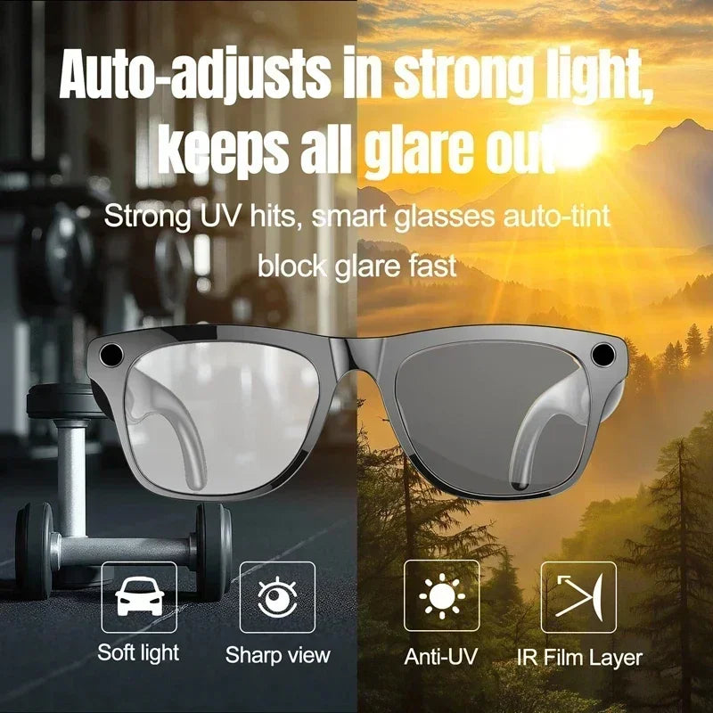 Lenovo 4K HD AI Smart Glasses Photochromic Glasses Multifunctional Camera Bluetooth Call Voice Assistant Music Player Translate