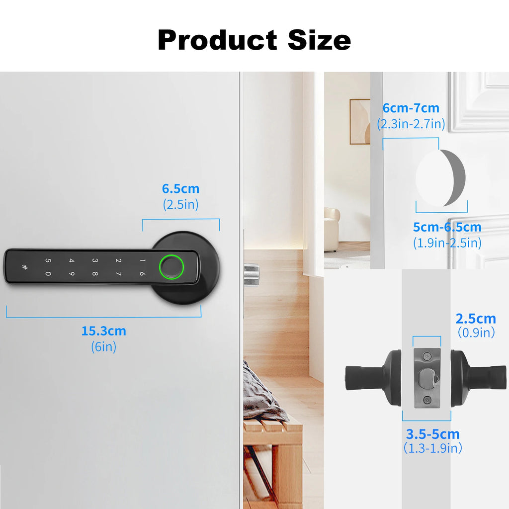 Tuya Intelligent Door Lock Smart Home Devices Fingerprint  / Password / Key / Smart Life APP Unlock Apartments Hotels Smart Lock