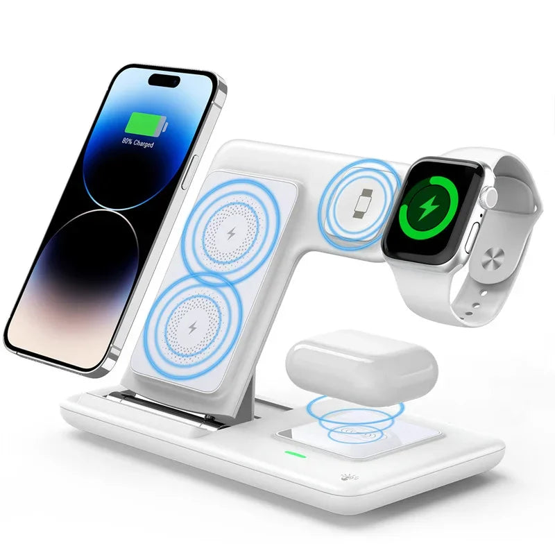 30W 3 in 1 Fast Wireless Charger Stand Foldable Charging Station For iPhone 15 14 13 12 11 Apple Watch Airpods Pro iWatch 8 7 6