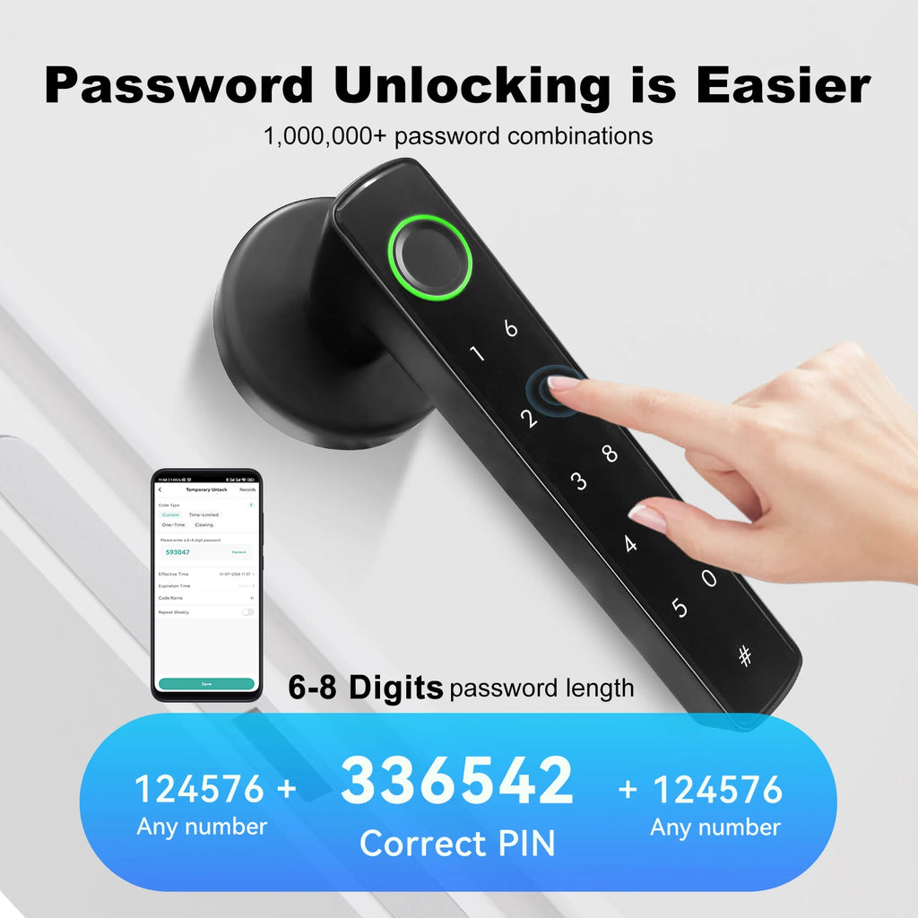 Tuya Intelligent Door Lock Smart Home Devices Fingerprint  / Password / Key / Smart Life APP Unlock Apartments Hotels Smart Lock