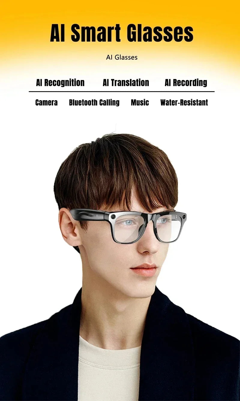 Lenovo 4K HD AI Smart Glasses Photochromic Glasses Multifunctional Camera Bluetooth Call Voice Assistant Music Player Translate