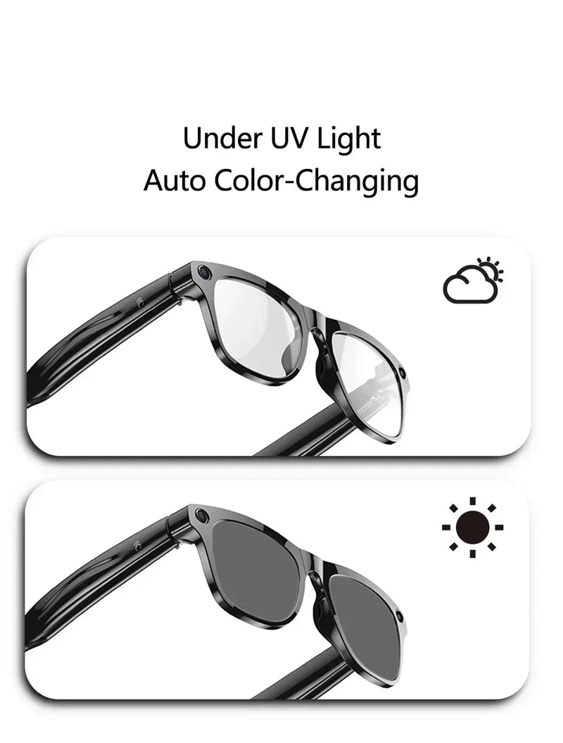Lenovo 4K HD AI Smart Glasses Photochromic Glasses Multifunctional Camera Bluetooth Call Voice Assistant Music Player Translate